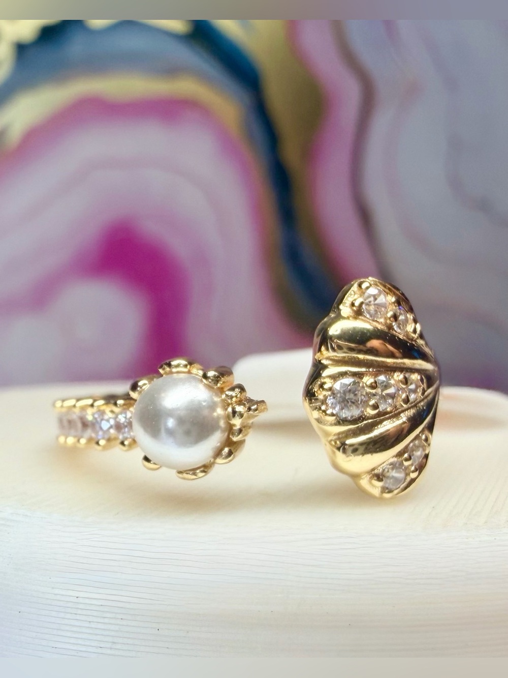 Bomb Party Vermeil .925 Sterling Silver “The Tidal Pearl Ring” Size 6, Gold